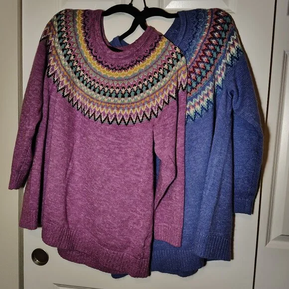 CJ Banks Fair Isle Sweater Argyle Nordic Print Pink Blue Lot of 2 Womens 2X Cozy - Picture 2 of 11